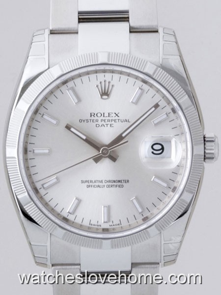 Round 34 mm Rolex Automatic Date Mens 115210SSO